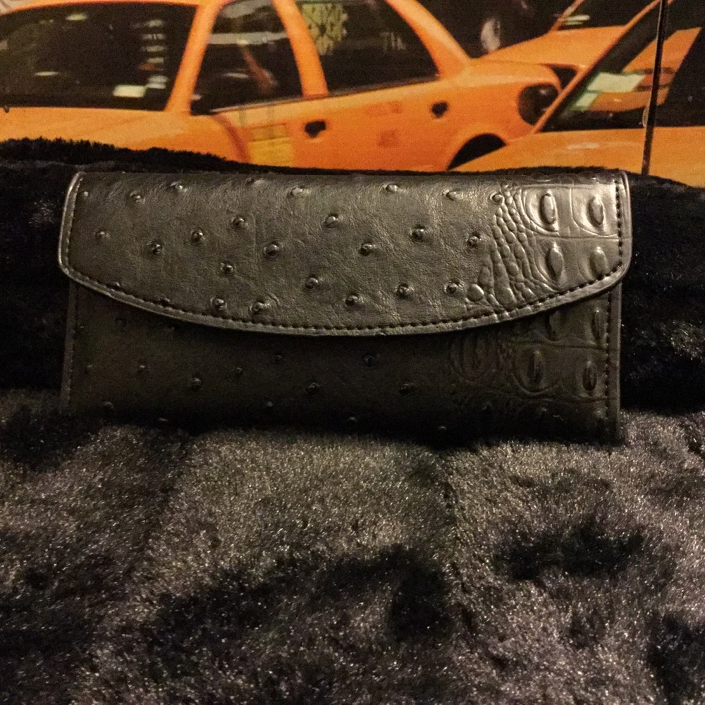 Black Ostrich leather wallet,